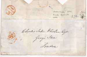 AN16 1852 GB Cornwall *SHEVIOCK* Receiver Cover London RARE UDC {stamp removed}