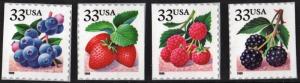 SC#3298-3301 33¢ Berries Booklet Singles (1999) SA