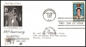 US 1190 Nursing Artcraft Typed FDC