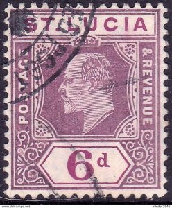 ST LUCIA 1907 KEDVII 6d Dull Purple & Bright Purple SG72ab FU