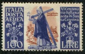 Italy SC# C127 St Cathrine carrying Cross100 Lira  MNH SCV $45.00 TONED GUM