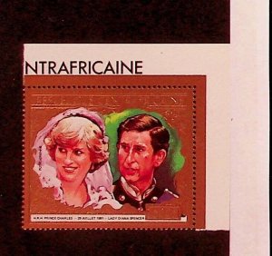 CENTRAL AFRICAN REP. Sc C253A NH GOLD FOIL ISSUE OF 1981 - PRINCESS DIANNA