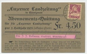 Card / Postmark Switzerland 1923 Subscription receipt Luzerner Landzeitung