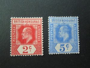 British Honduras 1909 Sc 72-73 KEVII MH
