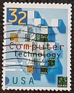 US Scott # 3106; 32c used Computer Technology, 1996; FVF centering