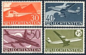 Liechtenstein C34-C37, hinged. Mi 391-394. Air Post 1960. Helicopter,Boeing 707,