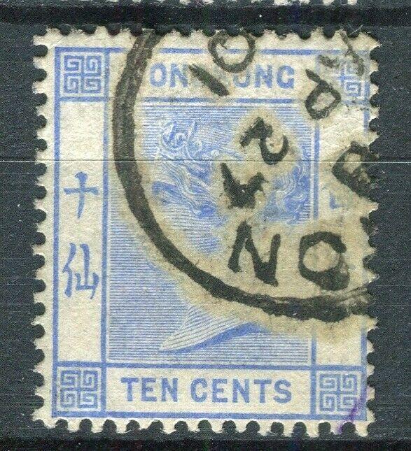 HONG KONG; 1900 early QV Crown CA issue fine used 10c. value