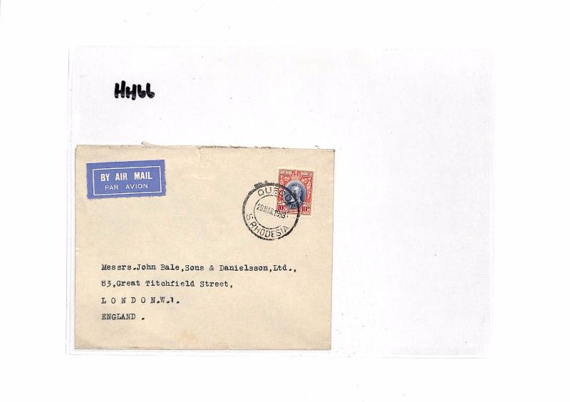 HH66 1933 SOUTHERN RHODESIA AIRMAIL *Queque* CDS Commercial Cover London