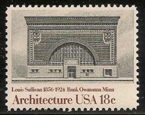 US 1931 American Architecture National Farmer's Bank 18c single MNH 1981