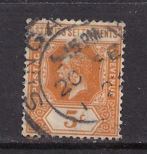 Straits Settlement 1921 - 33 KGV 5ct Orange script CA wmk used stamp ( 475 )