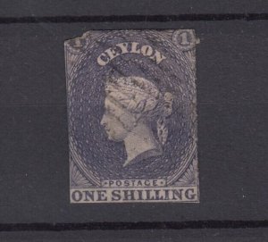 Ceylon QV 1857 1/- Slate Violet SG10 Fine Used BP9382