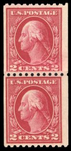 United States, 1910-30 #442, 1914 2c carmine, vertical paste up pair, never h...