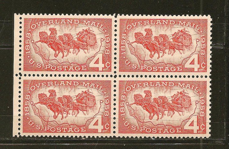 USA 1120 Overland Mail Block of 4 MNH