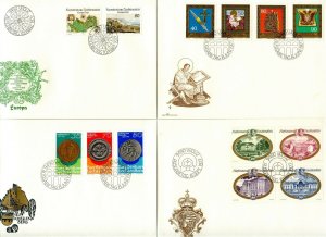 LIECHTENSTEIN Sc#615-635 1977 Seven Cpl Sets on Cacheted Unaddr. FDCs