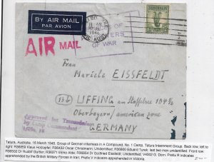 German POW, Tatura, Australia to Oberbayern, Germany 1946 Airmail, Cens (C5820)