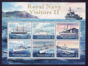 Pitcairn Is.-Sc#711- id12-unused NH sheet-Ships-Royal Navy-2010-