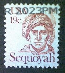 United States, Scott#1859 used(o), 1980, Sequoyah, 19¢, brown