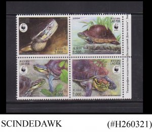 LAOS - 2004 TURTLES REPTILES / WORLD WILDLIFE FUND WWF - BLK OF 4 - MINT NH