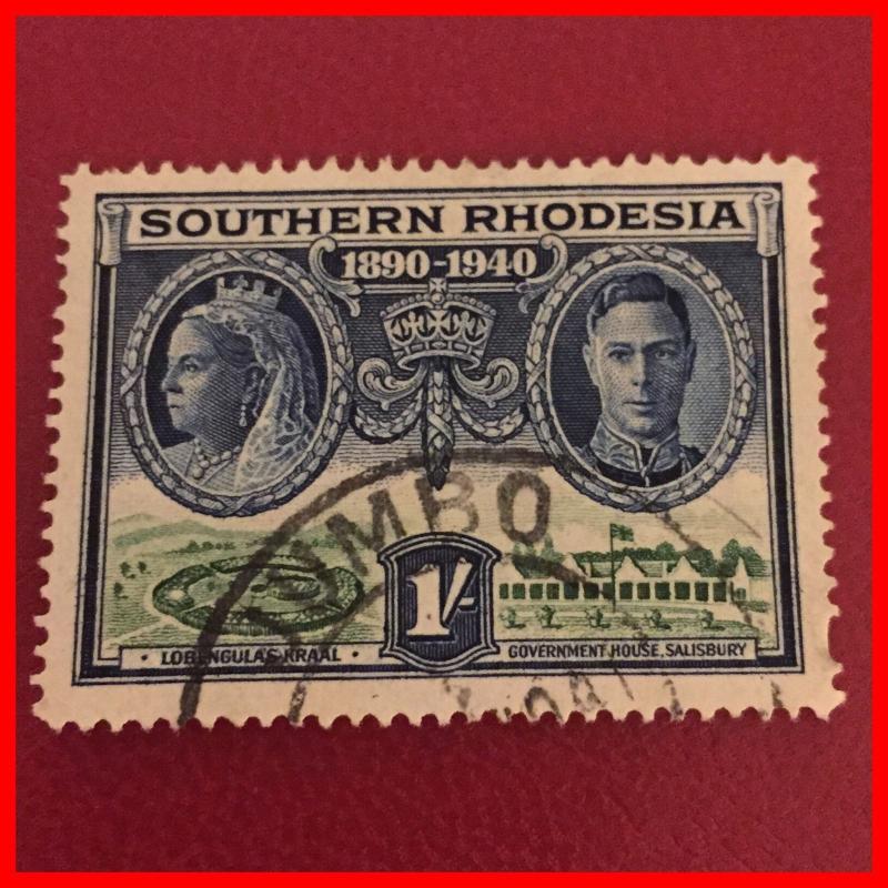 Southern Rhodesia 1940 Centenary 1/- stamp Fine Used Fine Jumbo Post Mark