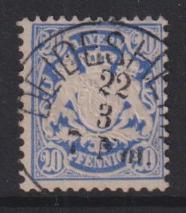 Bavaria  #42  used  1876  Coat of Arms  20pf ultra    Wmk  94