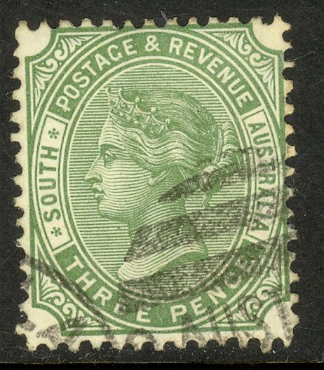 SOUTH AUSTRALIA 1895-97 QV 3d Olive Green Portrait Issue Sc 108 Used