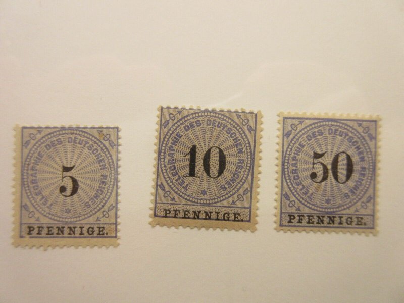 GERMANY Telegrafenmarken Michel 10, 11, 14 MINT LIGHTLY HINGED LotG Cat €16 