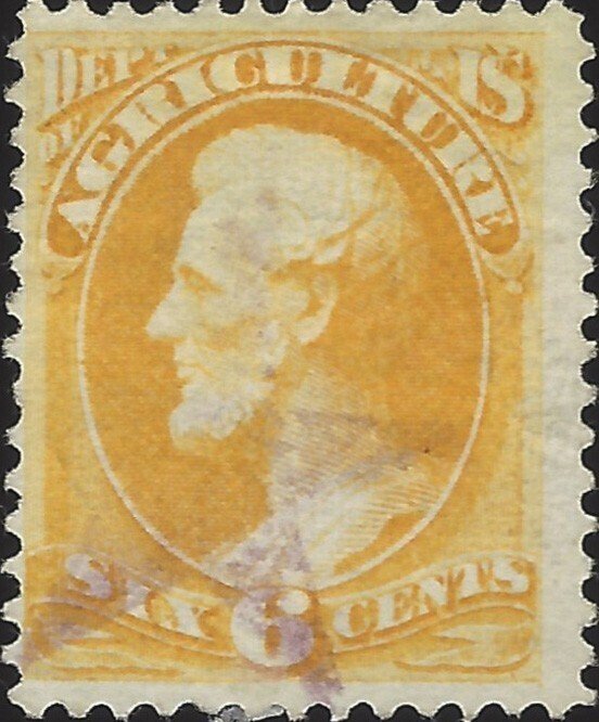US Scott #O4 Used VF 6 cent 1873 Official Agriculture Stamp CV 60.00