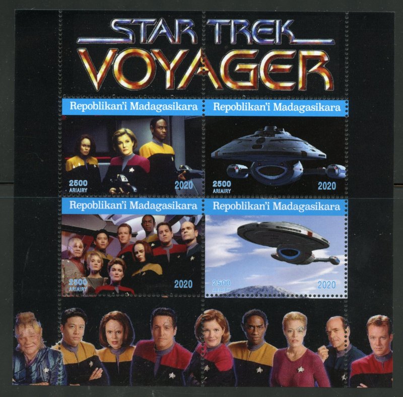 Madagascar 2020:  Star Trek Voyager sheet of four mint never hinged