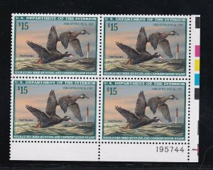 RW63 VF-XF plate block of 4 OG never hinged nice color cv $ 130 ! see pic ! 