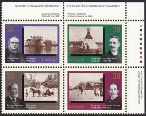 HISTORY of  PHOTOGRAPHY 150 = Canada 1989 #1240a MNH UR Block of 4