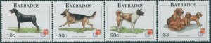 Barbados 1997 SG1101-1104 Hong Kong Stamp Exhibition dogs set MNH