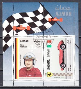 Ajman, Mi cat. 374, BL97 A. Racing Car Driver s/sheet. Canceled. ^