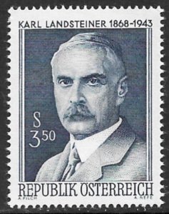 AUSTRIA 1968 DR KARL LANDSTEINER Blood Types Issue Sc 813 MNH