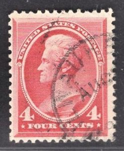 US Stamp#215 4c Carmine Jackson USED SCV $ $30.00 