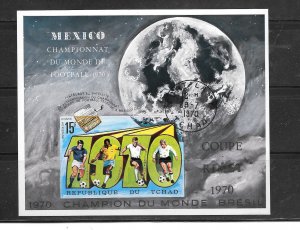 Chad 1970 soccer championship w Mexico cto used xf souvenir sheet topical stamps