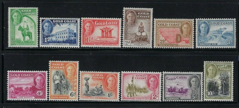 GOLD COAST SCOTT #130-141 1948 GEORGE VI PICTORIALS - MINT XXXLIGHT HINGED