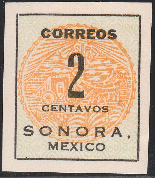 MEXICO 395, 2¢ SONORA COACH SEAL. UNUSED, NG. (AS ISSUED). VF.