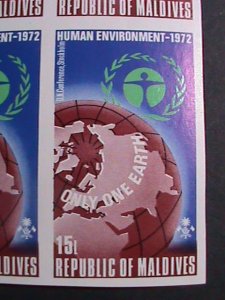 ​MALDIVE ISLAND 1972-SC#414 UN CONFERENCE ON HUMAN ENVIRONMENT MNH BLOCK VF