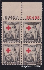 BOBPLATES US #702 Red Cross Top Left Plate Block 20457 20498 MNH