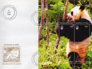 Niger 1999 Wild Animals Mammals Giant panda Sheetlet PERFORATED FDC