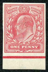 1906 Colour Trial 1d Dull rose IMPERF M/M Scarce Cat from 1750 pounds