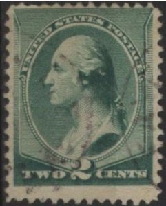 US 213 (used) 2¢ George Washington, green (1887)