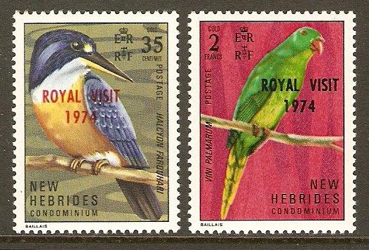 New Hebrides, British #181-2 NH Royal Visit 1974 Ovptd ...