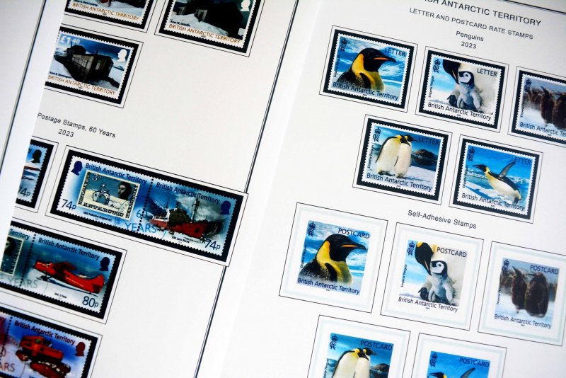 COLOR PRINTED BRITISH ANTARCTICA 2011-2024 STAMP ALBUM PAGES (47 illustr. pages)