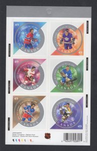 Canada #2018  (2004 NHL All-Stars booklet pane of 6)  VFMNH CV $10.00