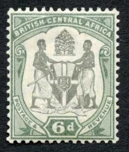 Nyasaland 1897-1900 6d black and green wmk Crown CA SG46 VFM cat 60 pounds