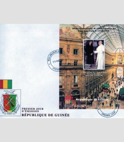 Guinea 1998 Pope John Paul II & Princess Diana S/S Perforated in official FDC
