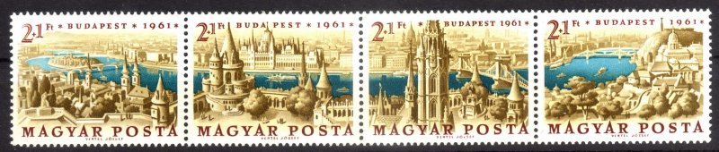 1961, Hungary, MNH strip, Sc B220-23