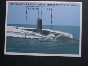 ST.KITTS-1960-CENTENARY LAUNCH OF 1ST ROYAL NAVY SUBMARINE MNH S/S SHEET-VF