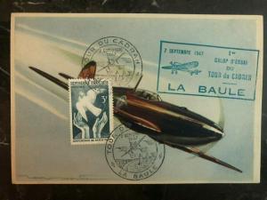 1947 La Baule France Airmail First Day Postcard FDC Cover Cadran tour
